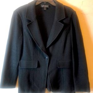 St. John knit single button black blazer. Size 12